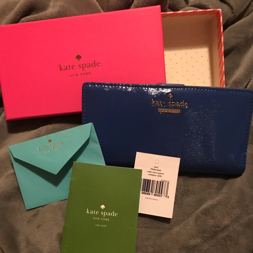 Kate Spade Stacy Cedar Street Patent Blue wallet